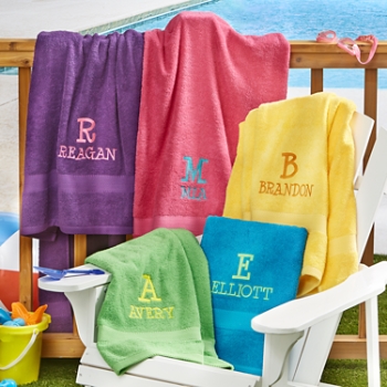 Vibrant Initial and Name Personalized Towels