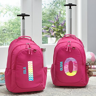 Pretty Pattern Pink Rolling Backpack