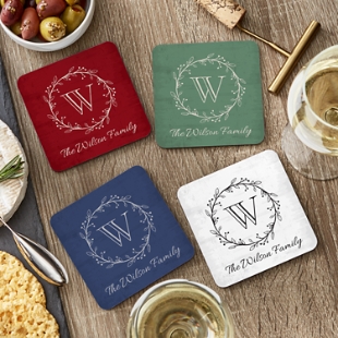 Custom Coasters, Wood Coasters, Engraved Coasters, Personalized Coaster Set  for Wedding Gift or Engagement Present