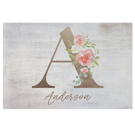 Sophisticated Floral Family Name Doormat - 24x36 - Gold