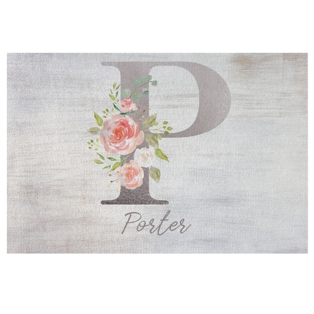 Sophisticated Floral Family Name Doormat - 24x36 - Silver