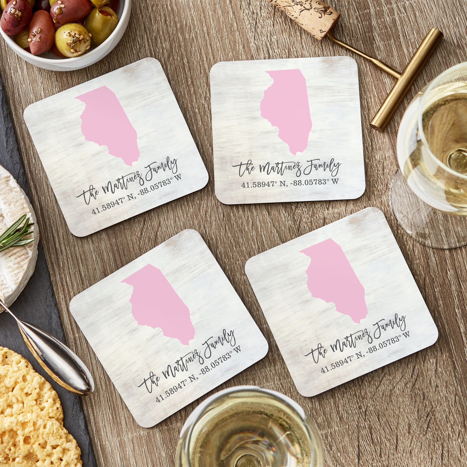 State Of Mind Coordinates Wood Coasters