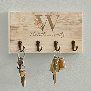 Sophisticated Floral Family Name Keyhook
