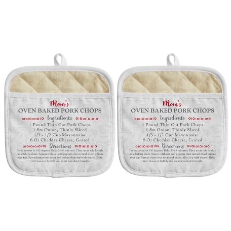 Your Family Recipe Pot Holder-Set of 2-Red- 4 Ingredients