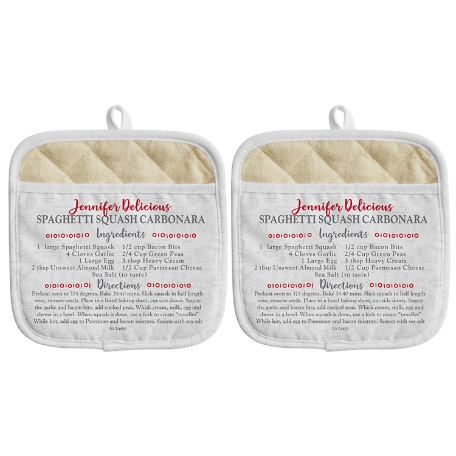 Your Family Recipe Pot Holder-Set of 2-Red- 9 Ingredients