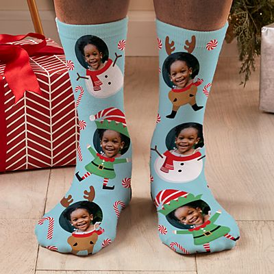 Christmas Faces Photo Socks