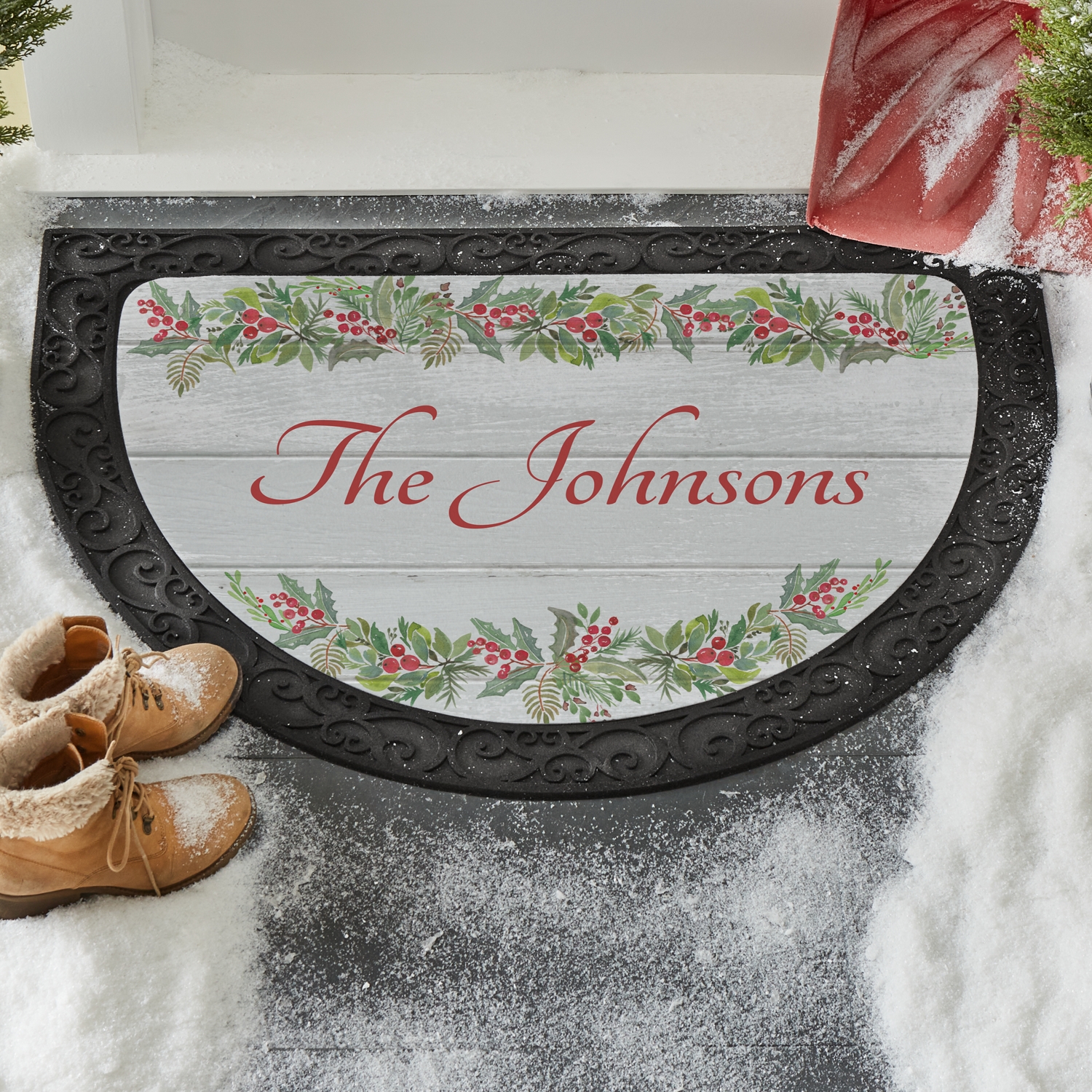 Elegant Holly Half Round Doormat