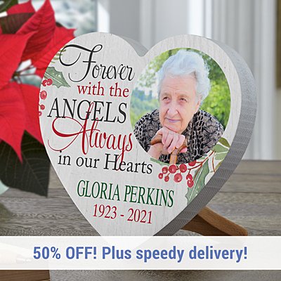 Forever with the Angels Photo Mini Wooden Heart
