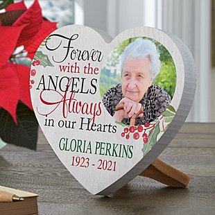 Forever with the Angels Photo Wood Heart