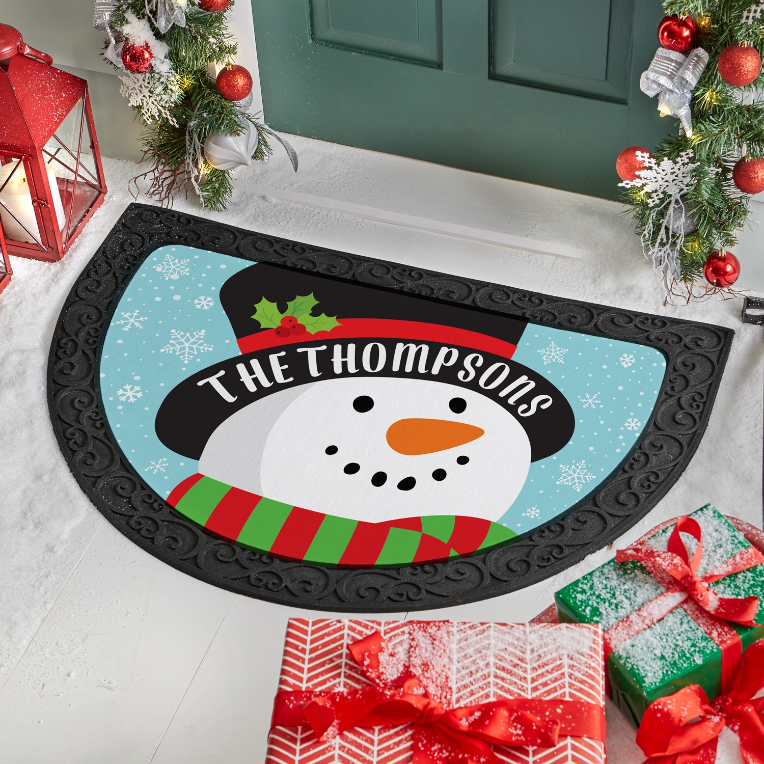 Jolly Snowman Half Round Doormat