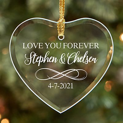 Love You Forever Glass Heart Ornament