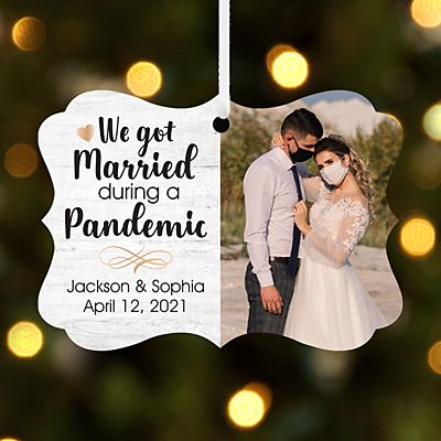 Married During a Pandemic Photo Scroll Ornament