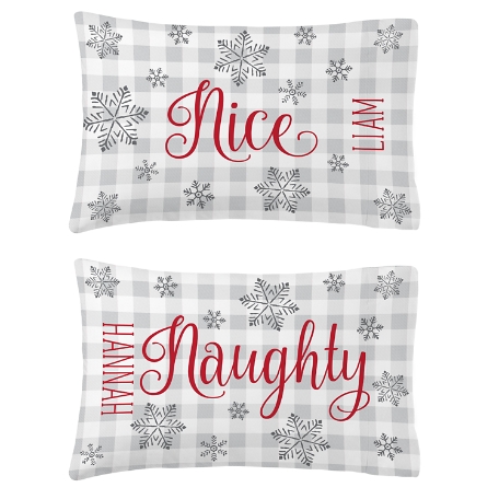Naughty & Nice Pillow Cases - Set of 2 - Plush