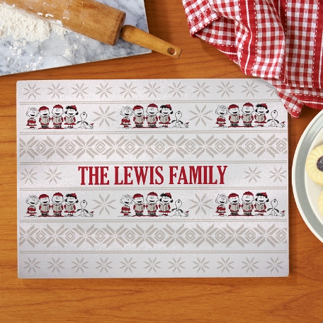 PEANUTS® Classic Caroling Glass Cutting Board