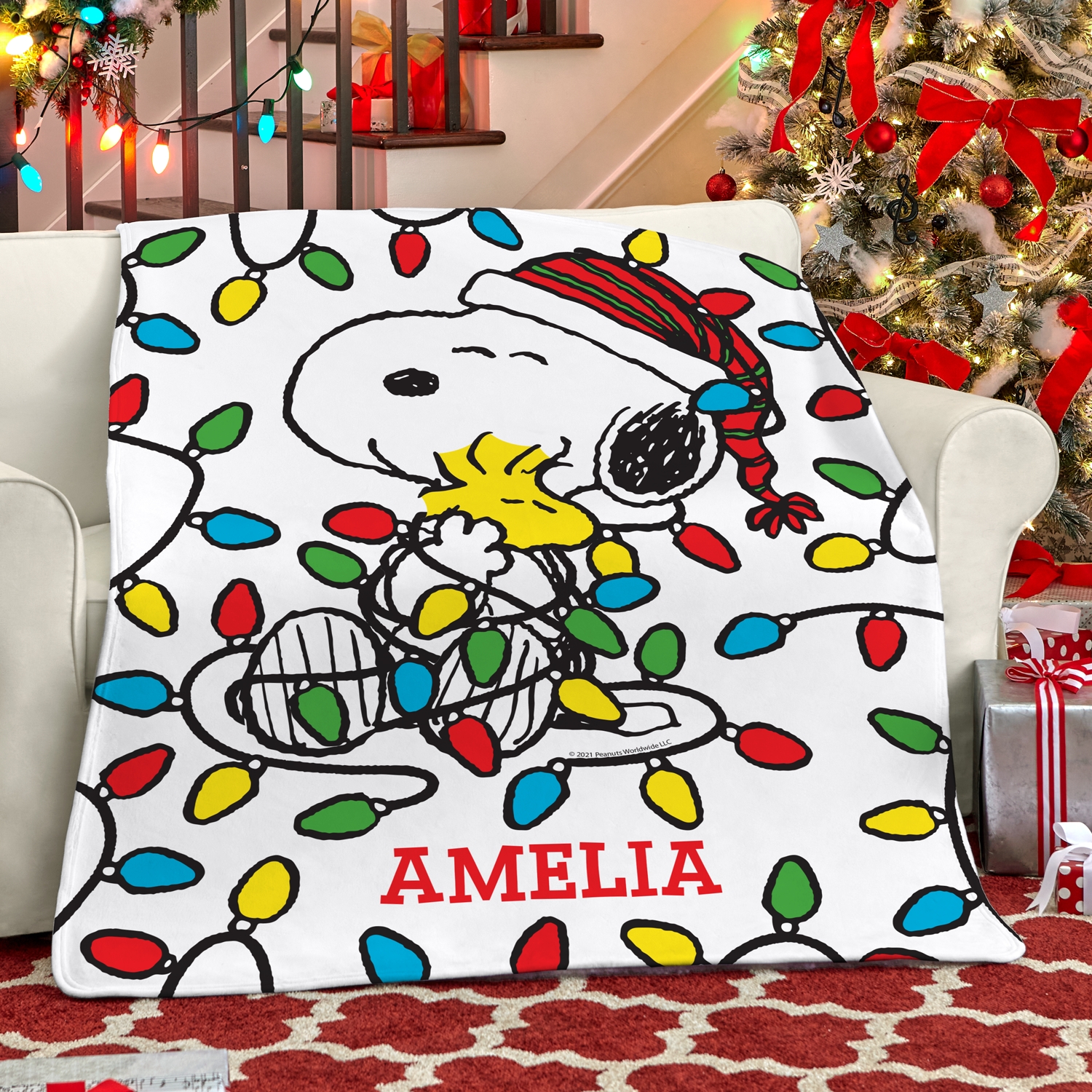 PEANUTS® Lots of Lights Plush Blanket