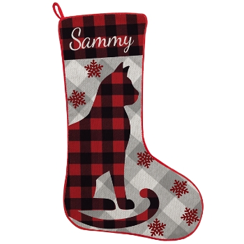 Perfectly Plaid Rustic Stocking- Cat