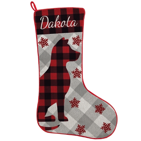 Perfectly Plaid Rustic Stocking- Dog