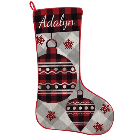 Perfectly Plaid Rustic Stocking- Ornament