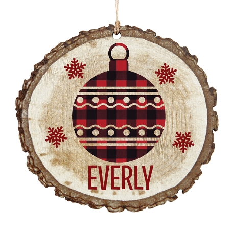 Perfectly Plaid Rustic Wood Round Ornament- Ornament