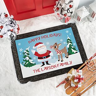 Rudolph® & Santa Holiday Doormat