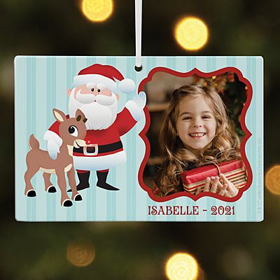 Rudolph® & Santa Photo Rectangle Ornament