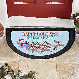Rudolph® Christmas Sleigh Half Round Doormat