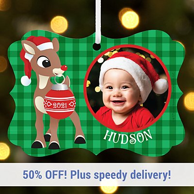 Rudolph® Photo Scroll Bauble