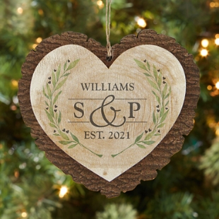Sophisticated Couple Rustic Wooden Heart Bauble