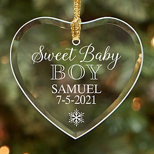 Sweet Baby Glass Heart Ornament