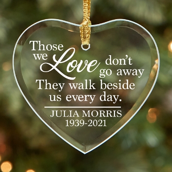 Glass Heart Memorial Personalized Ornament