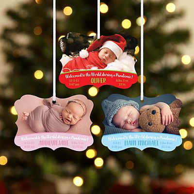 Welcome to the World Baby Photo Scroll Ornament