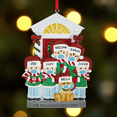 Bark the Halls Family with Masks Ornament