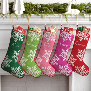 Contemporary Snowfall Personalized Stocking