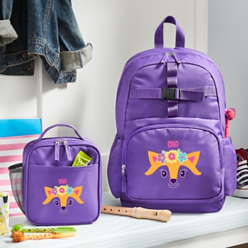 Whimsical Friends Purple Personalized Backpack Collection