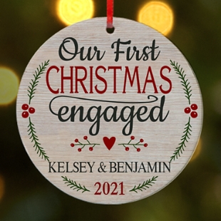 First Christmas Engaged Round Bauble