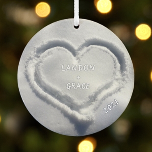 Heart in Snow Round Bauble
