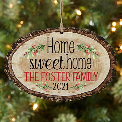 Home Sweet Home Rustic Wooden Oval Bauble