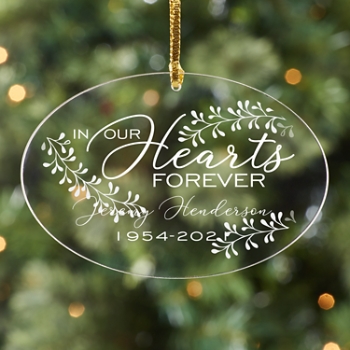 In Our Hearts Oval Ornament