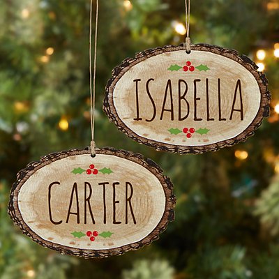Jolly Name Rustic Wooden Oval Bauble