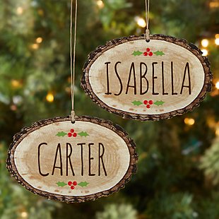 Jolly Name Rustic Wood  Oval Ornament