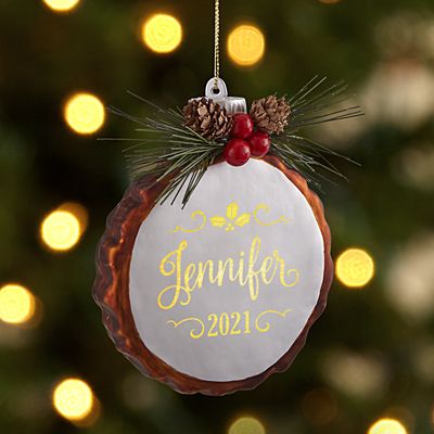 Lighted Pine Name Ornament