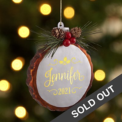 Lighted Pine Name Bauble