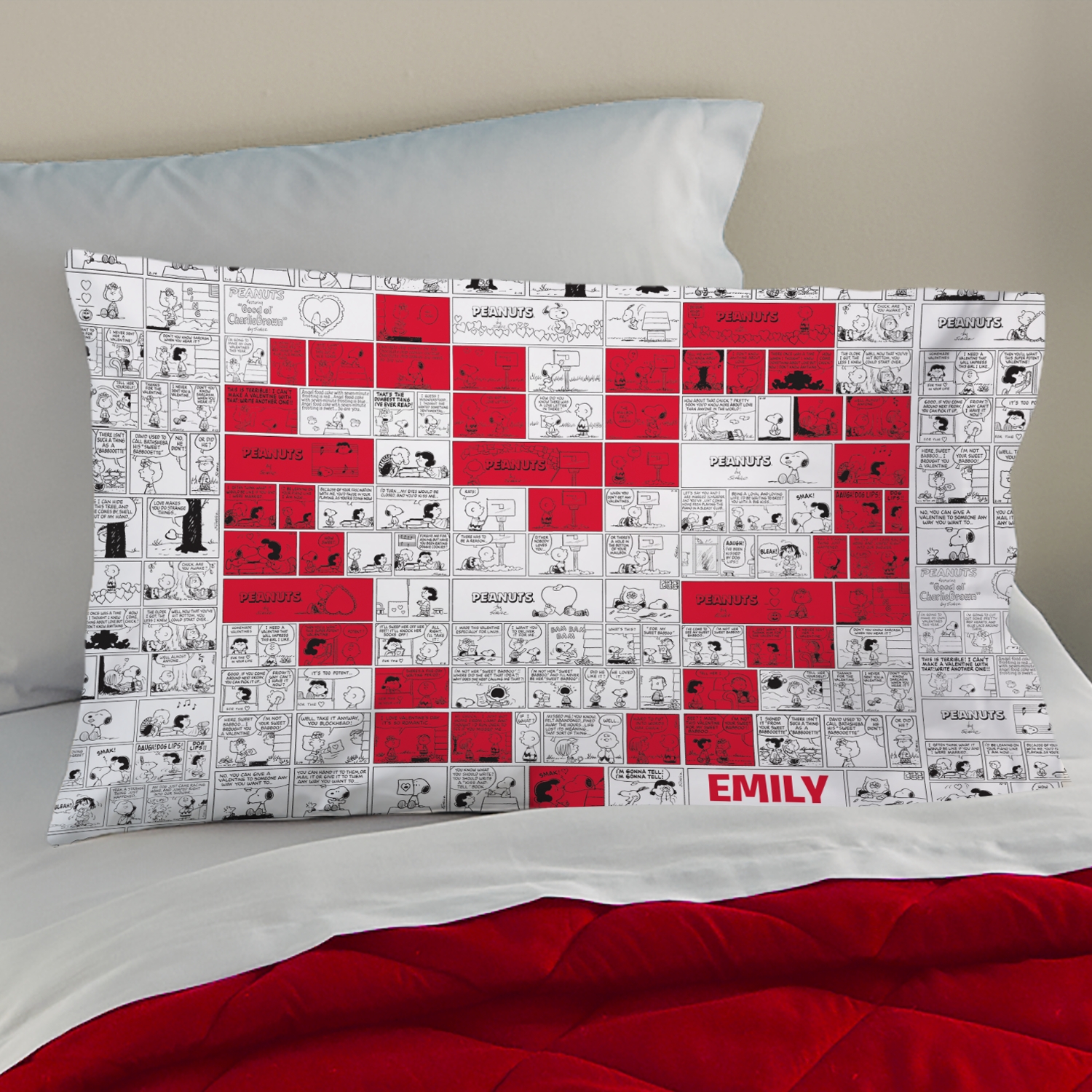 PEANUTS® Heart Comic Strip Pillowcase