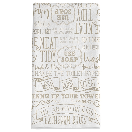 Bathroom Rules Bath Towel - White