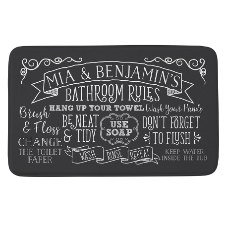 Bathroom Rules Bath Mat 21x34 - Gray