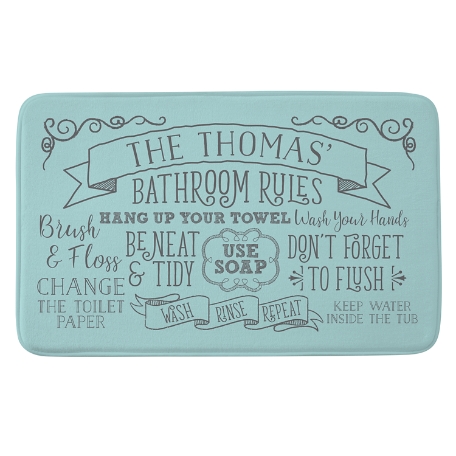 Bathroom Rules Bath Mat 21x34 - Teal