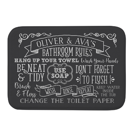 Bathroom Rules Bath Mat 17x24 - Gray