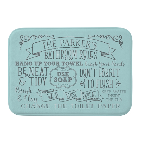 Bathroom Rules Bath Mat 17x24 - Teal