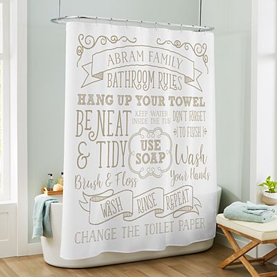 Bathroom Rules Shower Curtain