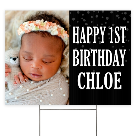 Create Your Own 2 Sided Yard Sign - Photo & Message - Black